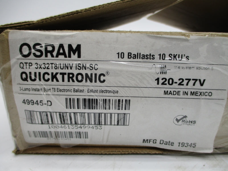 OSRAM QTP3X32T8/UNV ISN-SC 120-277V (PKG OF 10) NSMP