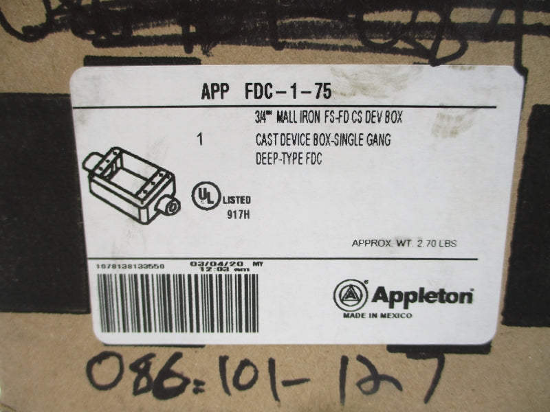 APPLETON FDC-1-75 3/4" NSMP