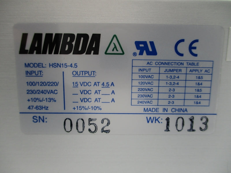 LAMBDA HSN15-4.5 240VAC 4.5A NSMP