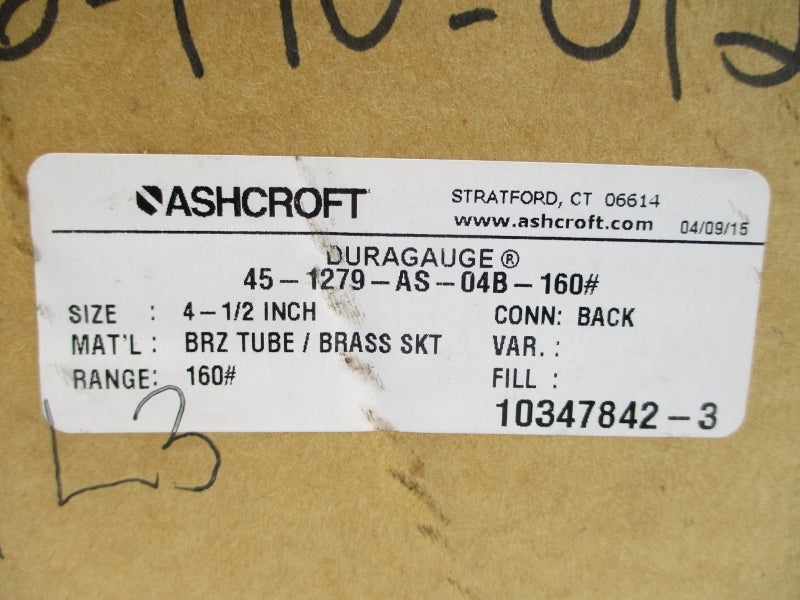 ASHCROFT 45-1279-AS-04B-160# 0-160PSI 4-1/2" NSMP