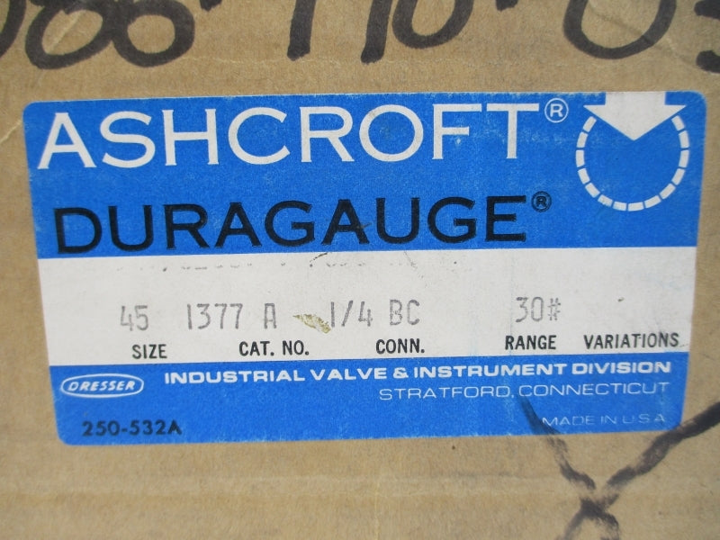 ASHCROFT 45-1377-A-1/4-BC-30# 0-30PSI NSMP