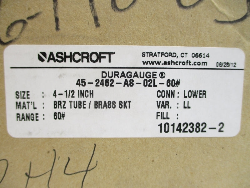 ASHCROFT 45-2462-AS-02L-60# 0-60PSI 4-1/2" NSMP