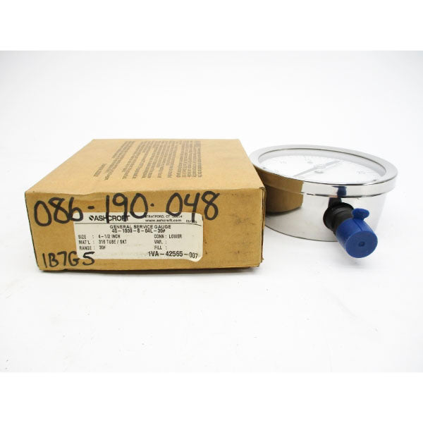 ASHCROFT 45-1009-S-04L-30# 0-30PSI 4-1/2" NSMP