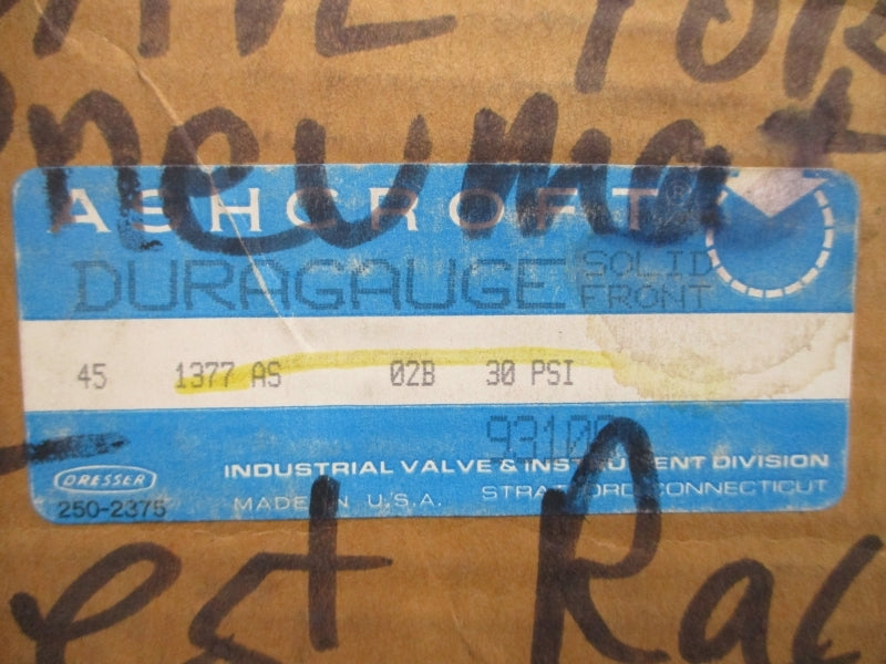 ASHCROFT 45-1377-AS-02B-30PSI 0-30PSI NSMP