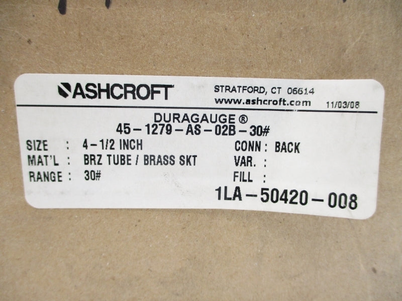 ASHCROFT 45-1279-AS-02B-30# 0-30PSI 4-1/2" NSMP