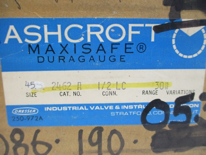 ASHCROFT 45-2462-A-1/2-LC-30# 0-30PSI NSMP