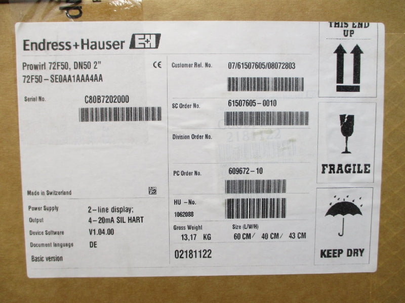 ENDRESS+HAUSER 72F50-SE0AA1AAA4AA NSFS