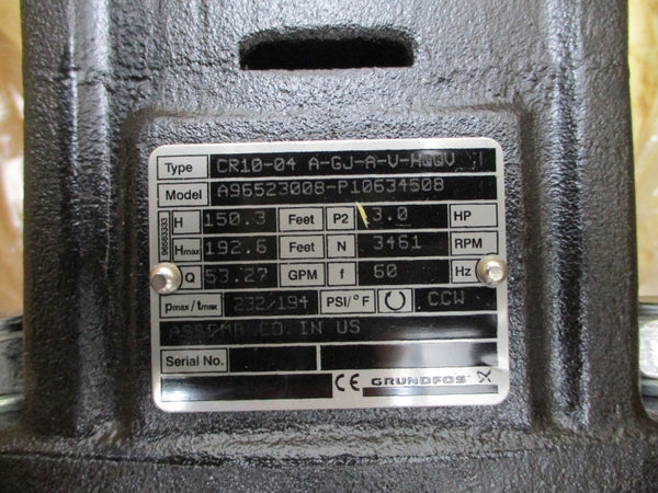 GRUNDFOS CR10-04 A-GJ-A-V-HQQV 208-230/460V 232PSI NSMP