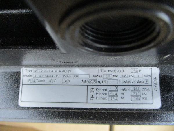 GRUNDFOS MTC2-40/4 A-W-A-AOOV 208-230/460V 5/2.6A 145PSI NSMP