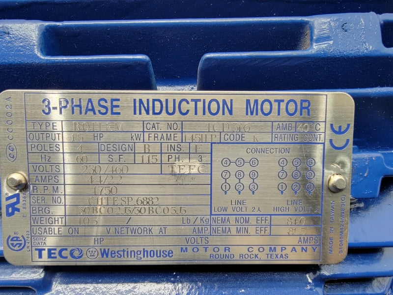TECO WESTINGHOUSE BOITEM ICD316 230/460V 4.4/2.2A NSNP