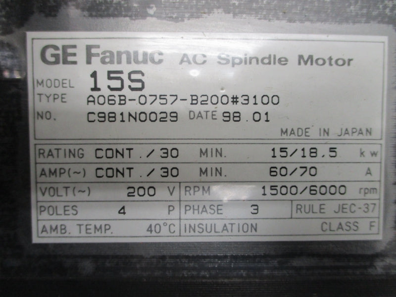 GE FANUC A06B-0757-B200#3100 200V 60/70A NSNP