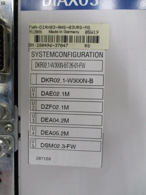 REXROTH DKR02.1-W300N-BT26-01-FW 400-480VAC 100A NSMP