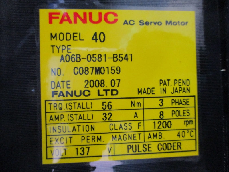 FANUC A06B-0581-B541 137V 32A (AS PICTURED) NSNP