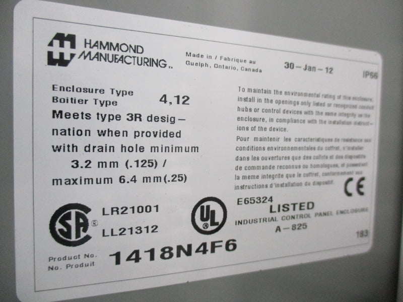 HAMMOND MANUFACTURING 1418N4F6 24VDC 2A NSMP