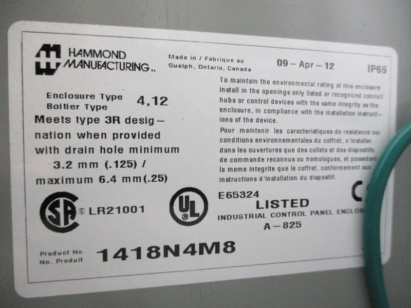 HAMMOND MANUFACTURING 1418N4M8 24VDC 2A NSMP