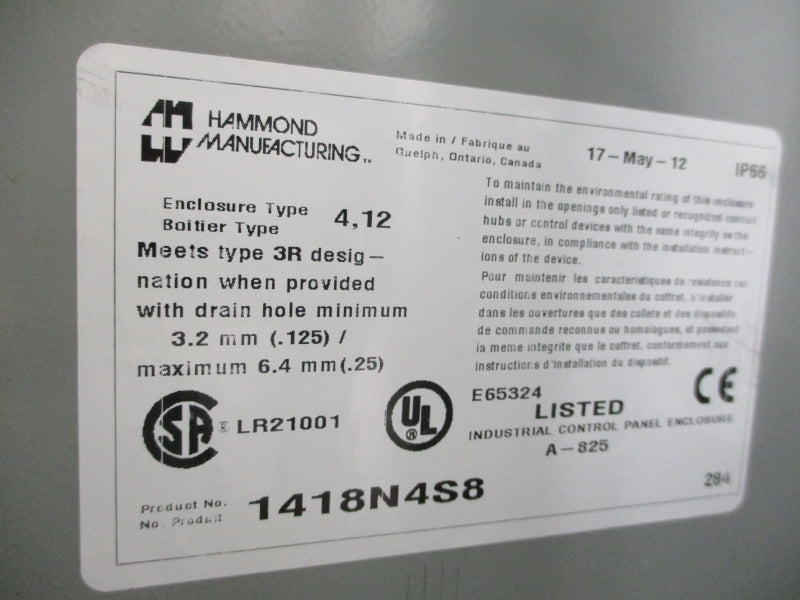 HAMMOND MANUFACTURING 1418N4S8 24VDC 2A NSMP