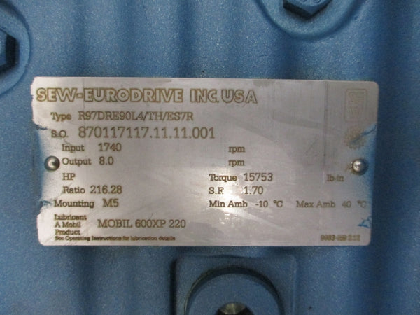 SEW-EURODRIVE R97DRE90L4/TH/ES7R 230/460V 5.70/2.85A NSMP