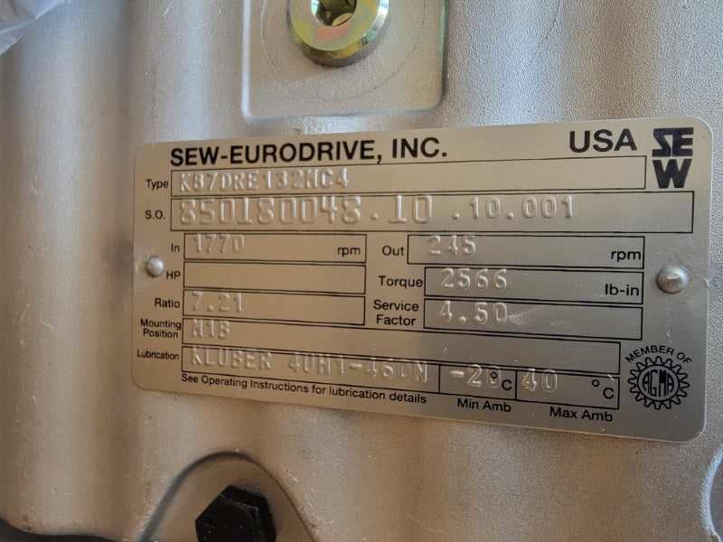 SEW-EURODRIVE K87DRE132MC4 230/460V 24.50/12.30A NSMP