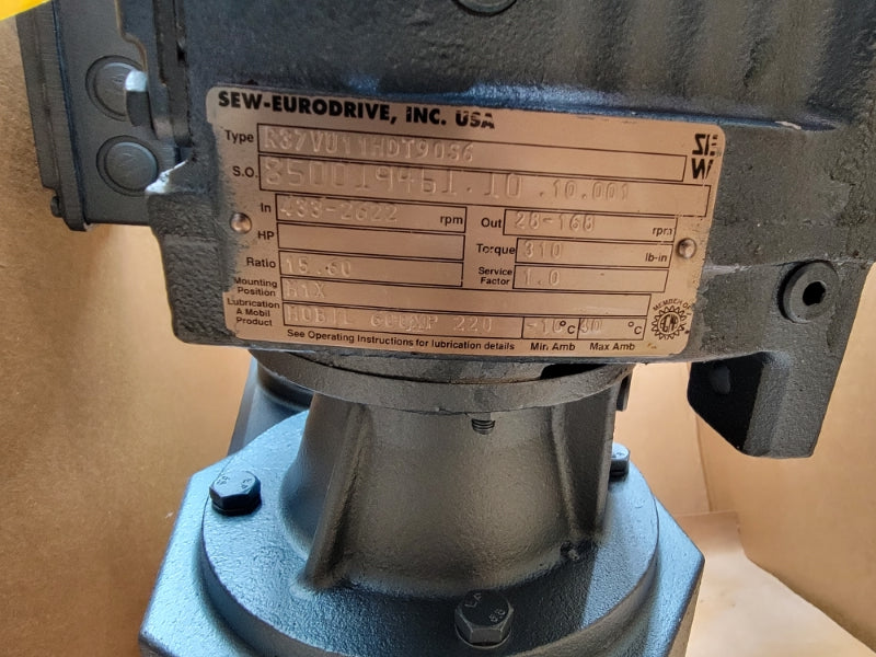 SEW-EURODRIVE R37VU11HDT90S6 W/ VUF11HDT90S6 230/460V 4.8/2.4A NSMP