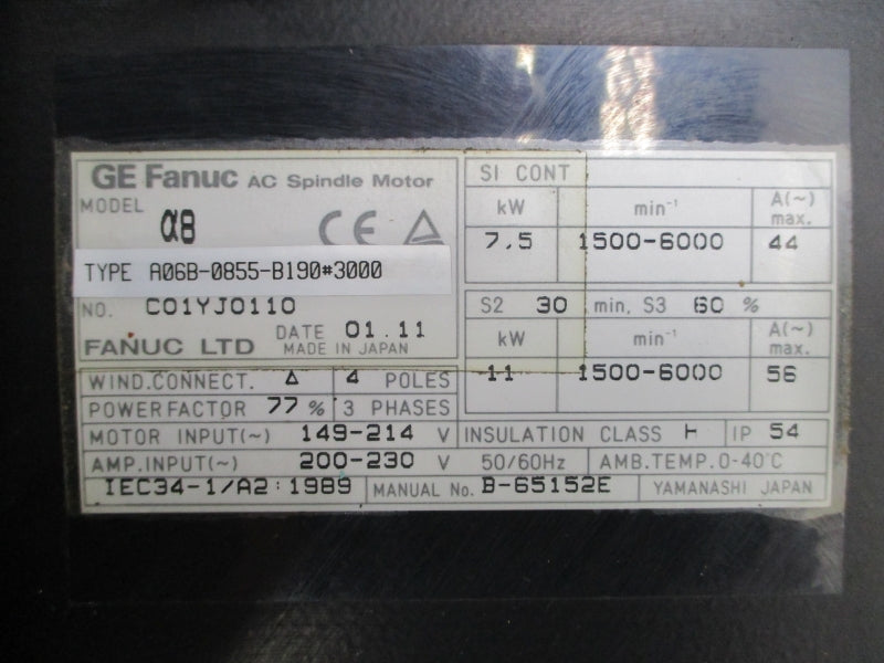 GE FANUC A06B-0855-B190#3000 200-230V 44/56A NSNP