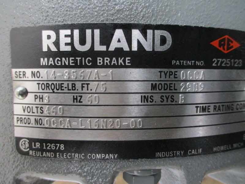 REULAND ELECTRIC 0150C-1BAB-0040 W/ 0CCA-L16N20-00 460V 18.7A NSNP