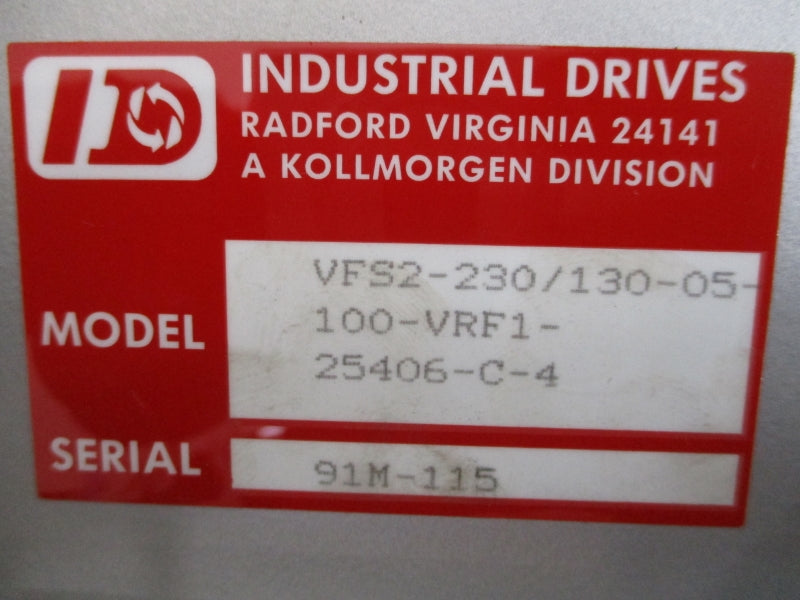 INDUSTRIAL DRIVES VFS2-230/130-05-100-VRF1-25406-C-4 UNMP
