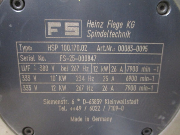 HEINZ FIEGE HSP100.170.02 00083-0095 380V 26A NSNP