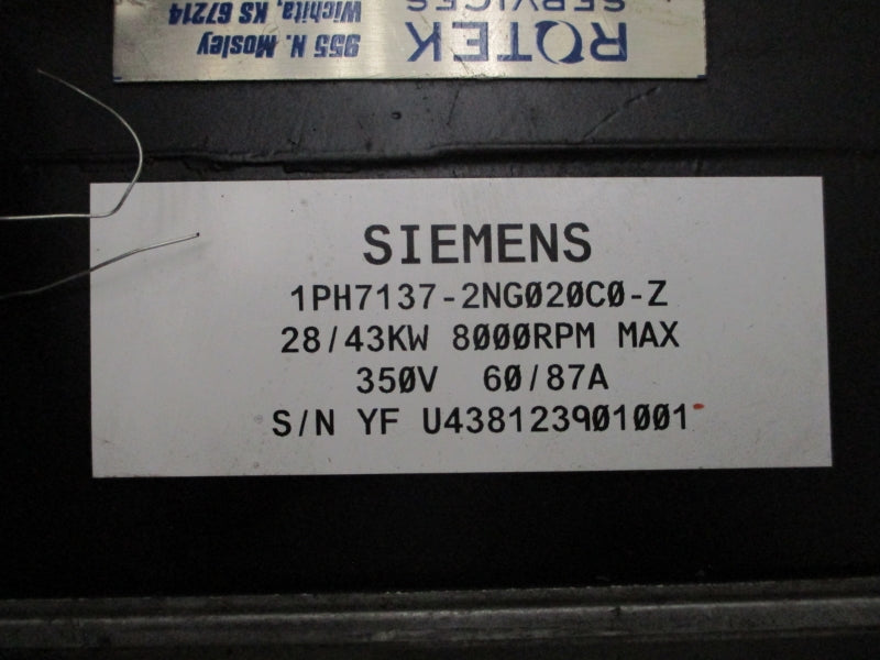 SIEMENS 1PH7137-2NG020C0-Z 350V 60/87A (AS PICTURED) UNMP
