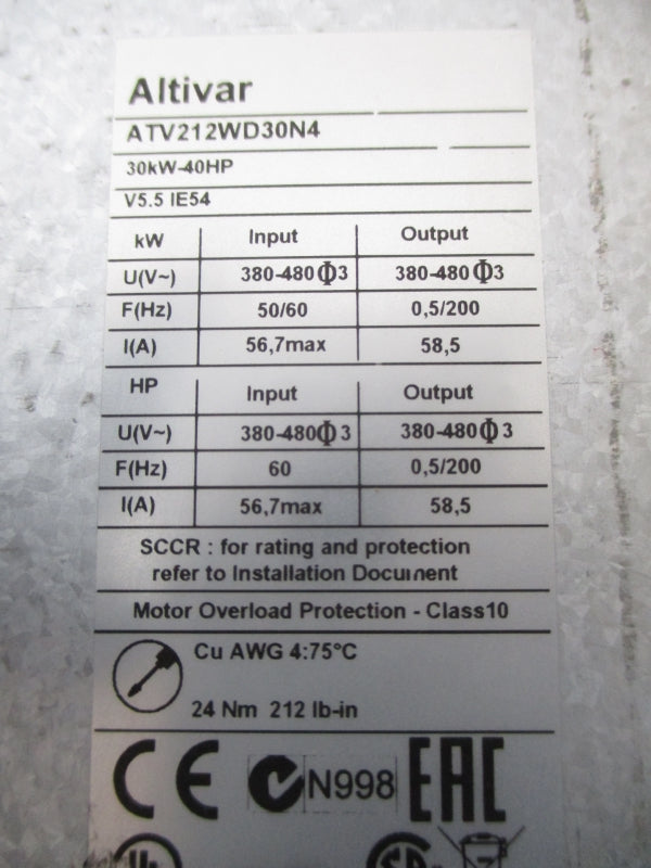 SCHNEIDER ELECTRIC ATV212WD30N4 380-480V 58.5A NSNP