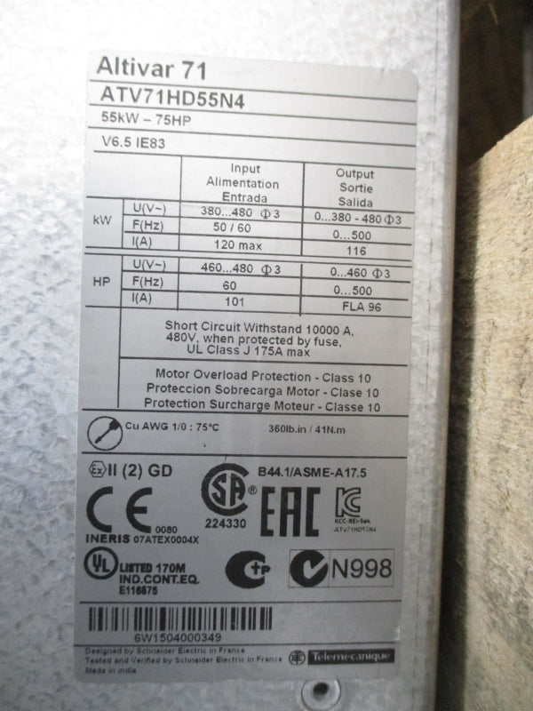 SCHNEIDER ELECTRIC ATV71HD55N4 380-480V 116A NSNP