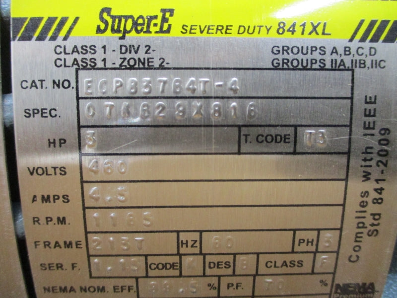 BALDOR ECP83764T-4 460V 4.5A NSMP