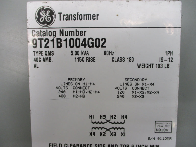 GENERAL ELECTRIC 9T21B1004G02 240/480V (AS PICTURED) NSNP