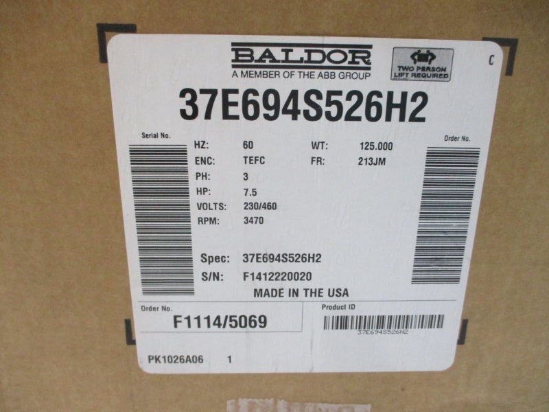 BALDOR 37E694S526H2 230/460V 17.2/8.6A 7.5HP NSMP