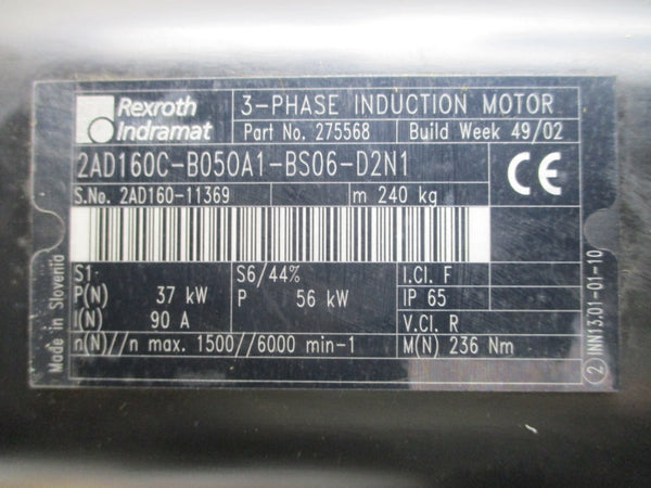 REXROTH INDRAMAT 2AD160C-B050A1-BS06-D2N1 275568 90A NSNP