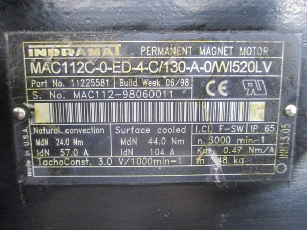 INDRAMAT MAC112C-0-ED-4-C/130-A-0/WI520LV 11225581 57.0/104A UNMP