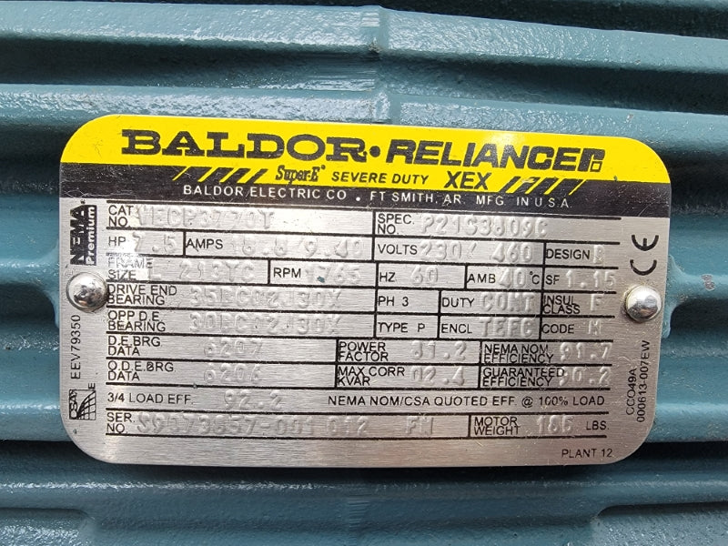 BALDOR RELIANCE VECP3770T 230/460V 18.8/9.48A NSNP