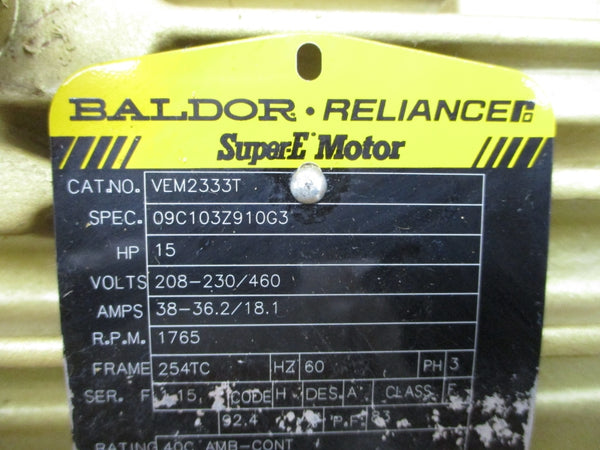 BALDOR RELIANCE VEM2333T 09C103Z910G3 208-230/460V 38-36.2/18.1A NSMP