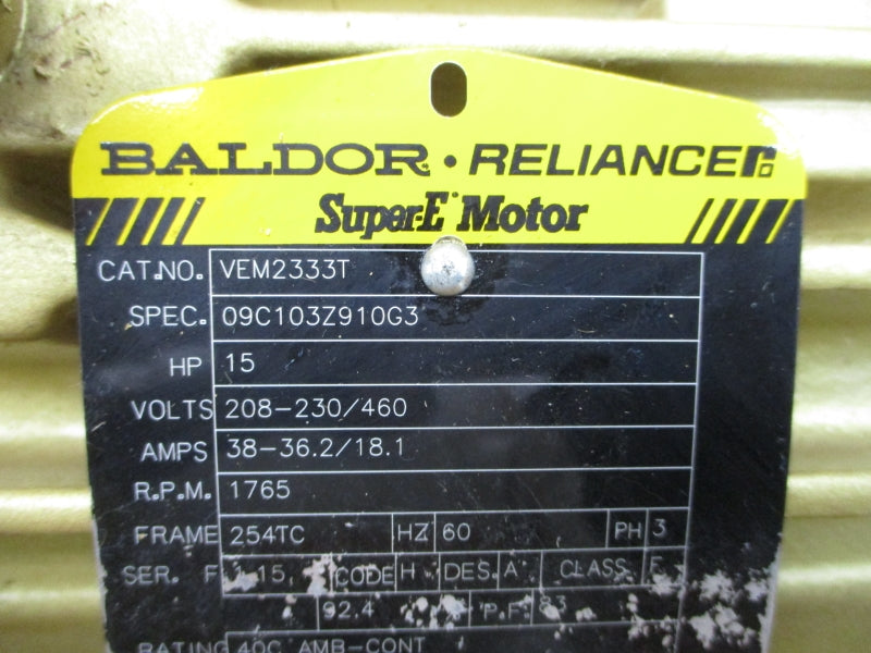 BALDOR RELIANCE VEM2333T 09C103Z910G3 208-230/460V 38-36.2/18.1A NSMP