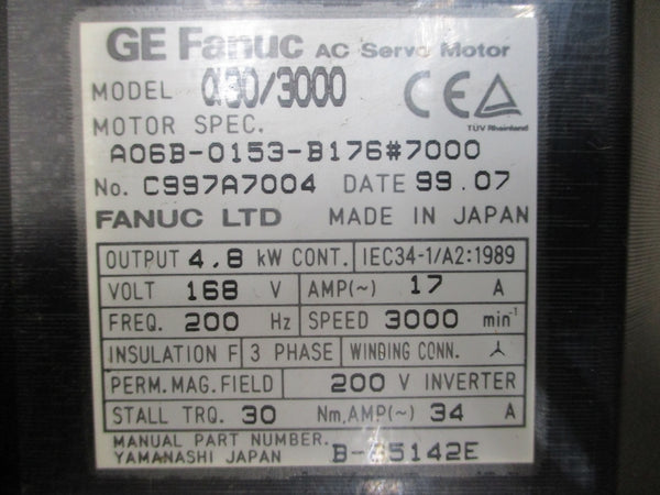 FANUC A06B-0153-B176#7000 168V 17A UNMP
