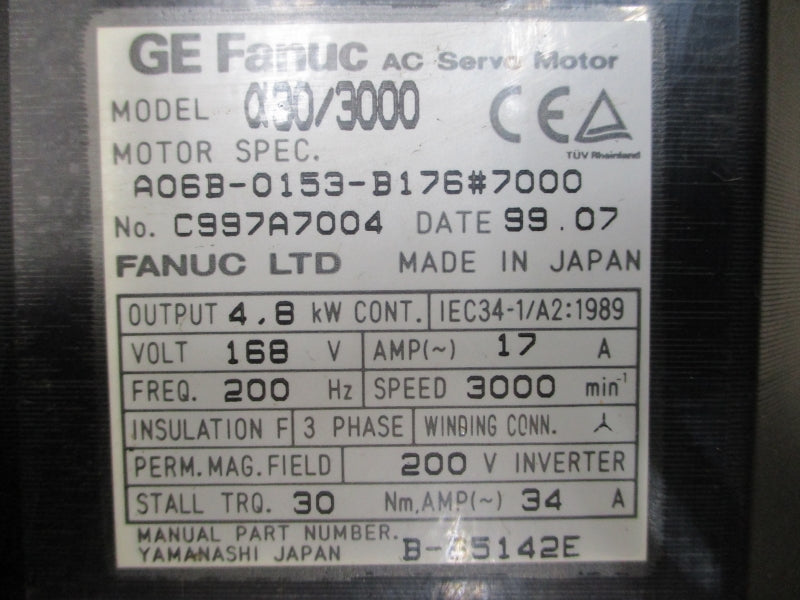 FANUC A06B-0153-B176#7000 168V 17A UNMP
