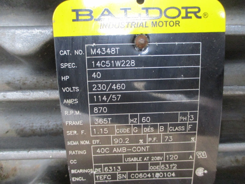 BALDOR M4348T 14C51W228 230/460V 114/57A NSMP