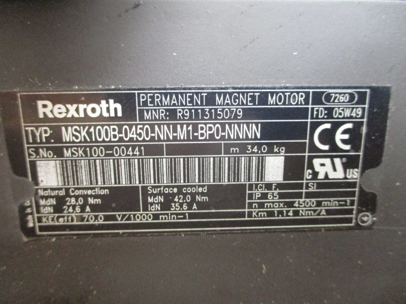 REXROTH MSK100B-0450-NN-M1-BP0-NNNN R911315079 24.6/35.6A NSNP
