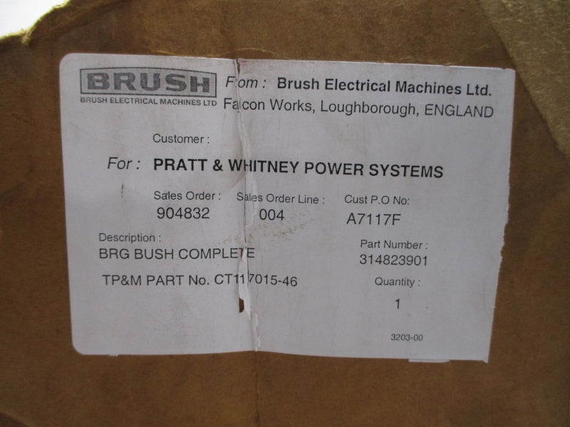 BRUSH ELECTRICAL 314823901 CT117015-46 NSNP