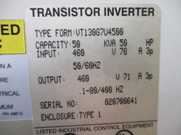 TOSHIBA VT130G7U4500 460V 78A NSNP