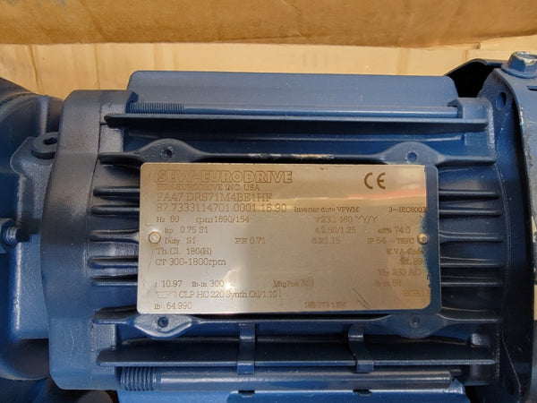 SEW-EURODRIVE FA47DRS71M4BE1HF 230/460V 2.50/1.25A NSMP