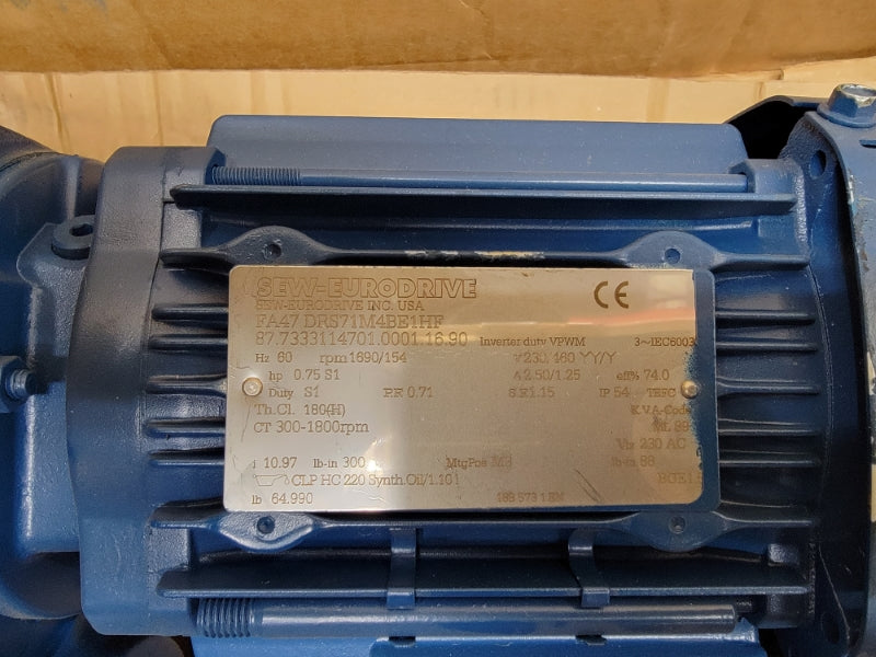 SEW-EURODRIVE FA47DRS71M4BE1HF 230/460V 2.50/1.25A NSMP
