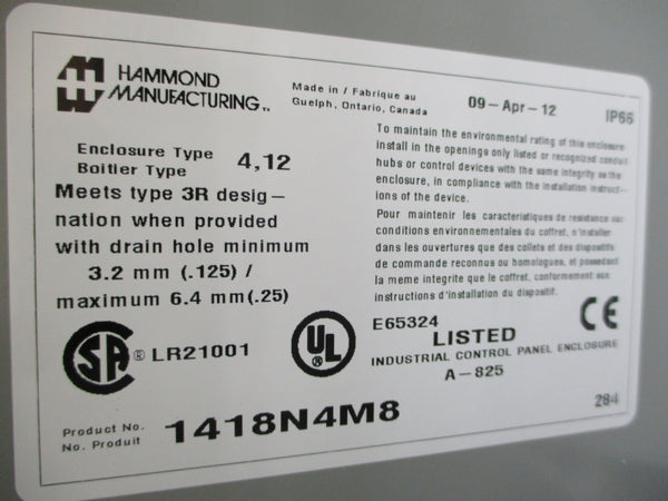 HAMMOND MANUFACTURING 1418N4M8 24VDC 2A NSMP