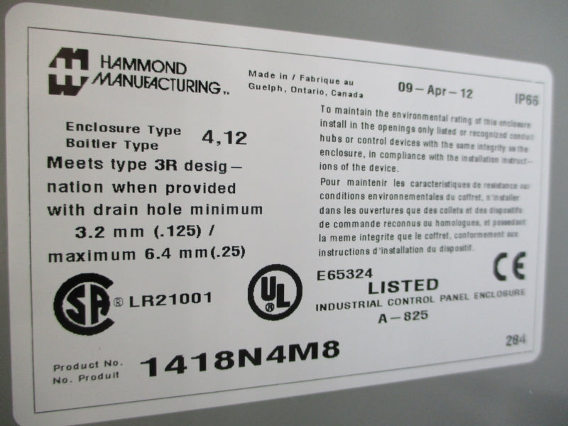 HAMMOND MANUFACTURING 1418N4M8 24VDC 2A NSMP