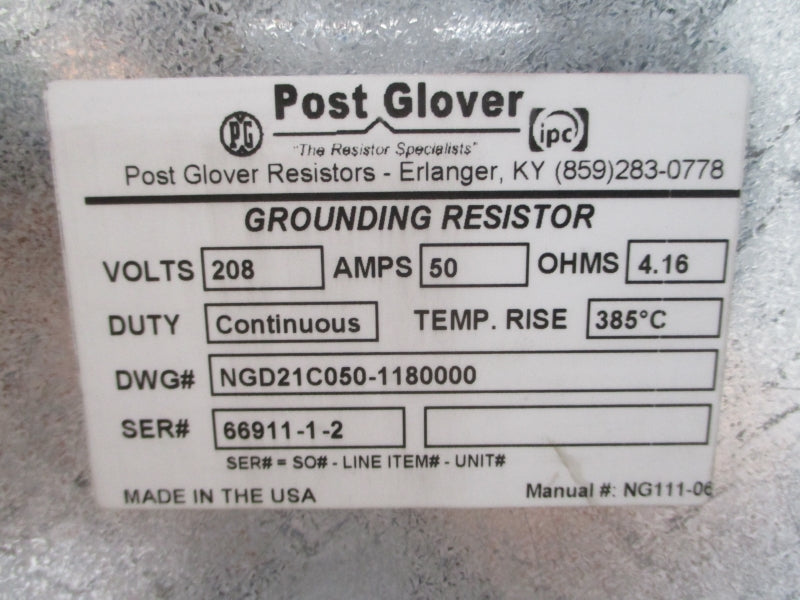 POST GLOVER NGD21C050-1180000 208V 50A NSNP