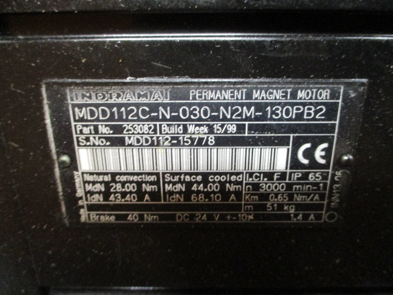 INDRAMAT MDD112C-N-030-N2M-130PB2 253082 24VDC 43.40/68.10A NSMP